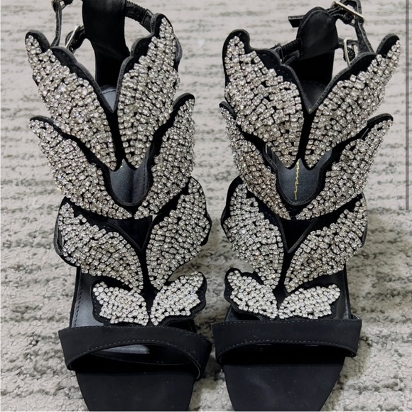 Olivia Shoes - Olivia Black Rhinestone Heels